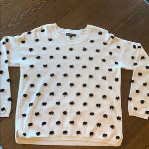 White & Black pom pom Banana Republic sweater